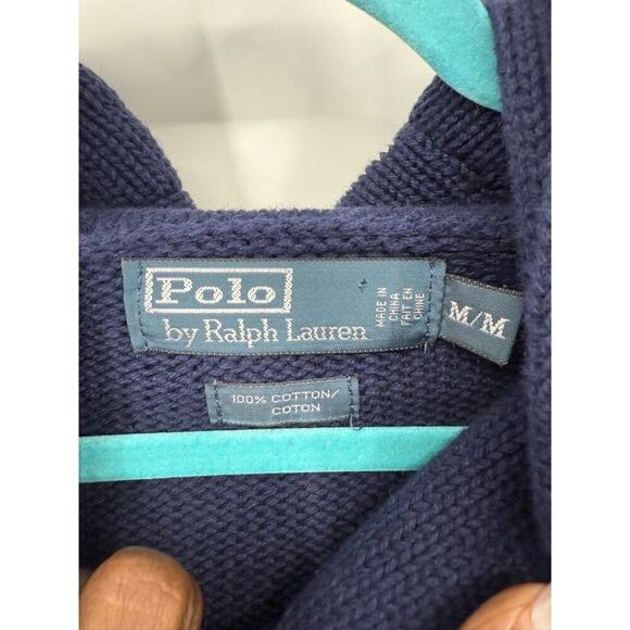 RARE Vintage Polo Ralph Lauren Cable Knit Cowl Neck Naval Knot Sweater Nautical - Picture 2 of 5